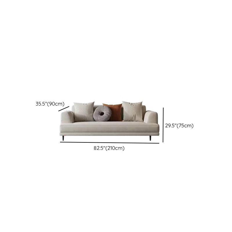Contemporary Fabric Seating Square Arm Sofa with Pillows in White