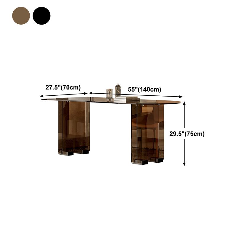 Glass Contemporary Free Form Dining Table Clear Glass Table with Double Pedestal Clearhalo 'Dining Tables & Seating' 'Dining Tables' 'dining_table' 'furn' 'furn_dining_table' 'Furniture' 'furniture_dining_table' 'Kitchen & Dining Furniture' 'kitchen' 'kitchen_dining_table' 1200x1200_a74ad319-d208-4764-9597-4a51c201a3ac