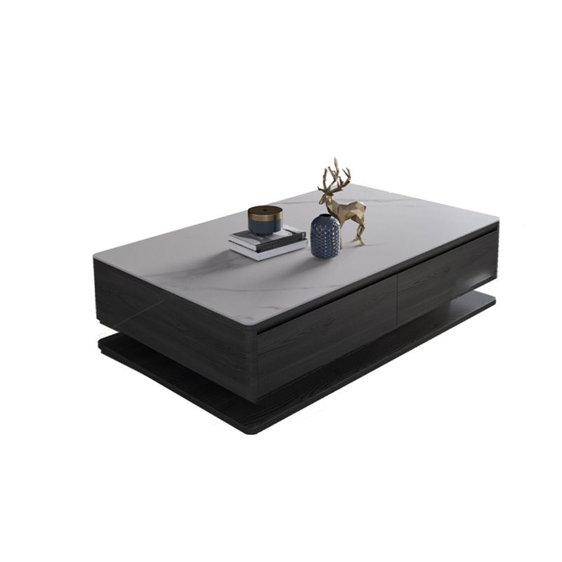 Modern Rectangle Cocktail Table Slate Coffee Table with 4 Drawers
