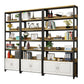 Metal Engineered Wood Shelf Bookcase Modern Home Open Book Shelf with 2 Doors