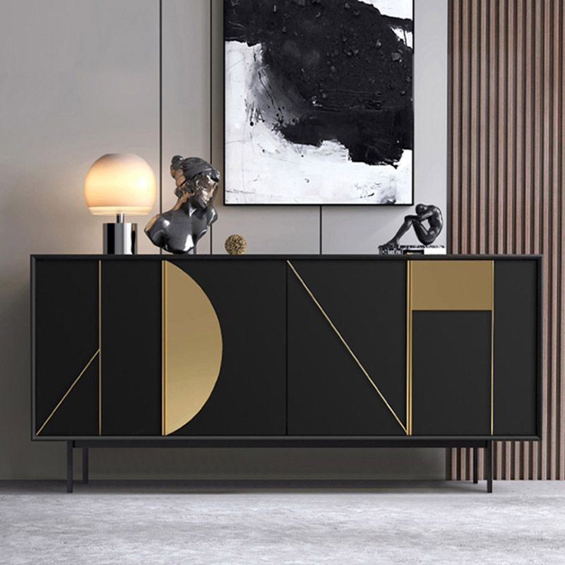 Tavolo a buffet in stile glam credenza a buffet in legno con armadi e cassetti