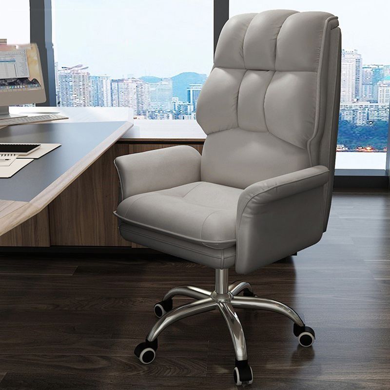 Faux Leather Desk Chair Contemporary Fixed Arms Chair with Wheels Clearhalo 'furn' 'furn_office_chair' 'Furniture' 'Office Chairs' 'Office Furniture' 'office_chair' 1200x1200_a752976b-0424-485b-bb16-008e1233ac64