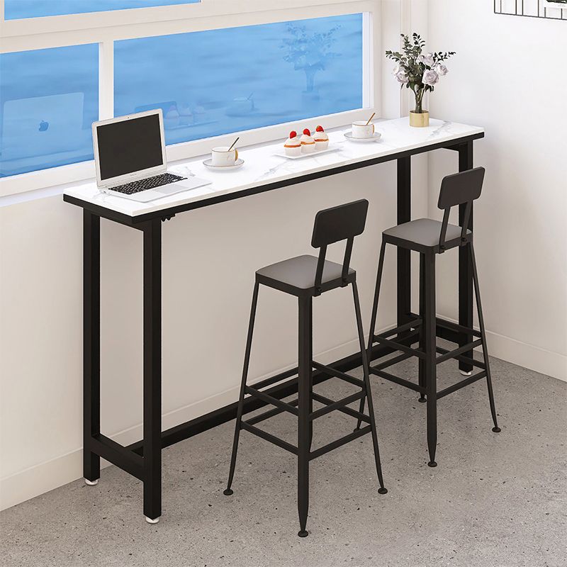 Modern White and Black Bistro Table Rectangle Footrest Cocktail Bar Table Clearhalo 'Bar Furniture' 'Bar Tables' 'bar_tables' 'furn' 'furn_bar_tables' 'Furniture' 'furniture_bar_tables' 'Kitchen & Dining Furniture' 1200x1200_a752de9c-1f03-4e4b-953f-0c026f7fc1e6