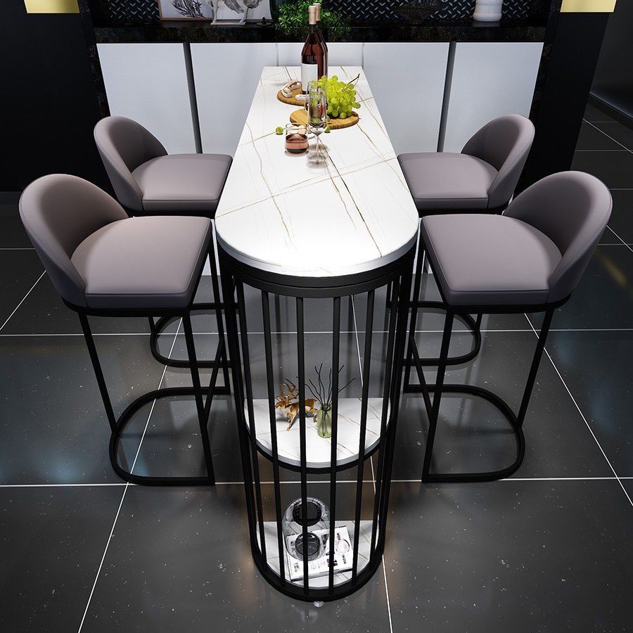 Modern Bar Table Set 1/3/5 Pieces Rectangle Stone Counter Table with Stools for Kitchen Clearhalo 'Bar Furniture' 'furn' 'furn_home_bar_bar_sets' 'Furniture' 'Home Bars & Bar Sets' 'home_bar_bar_sets' 'Kitchen & Dining Furniture' 1200x1200_a7543bb1-e46c-4fc9-9d24-a035c0986985