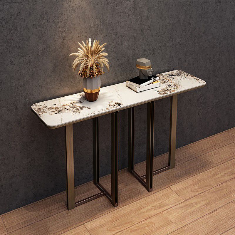Stone Rectangle Console Tabla 1 Estante 33.46 "Mesa de altura de altura para Hall