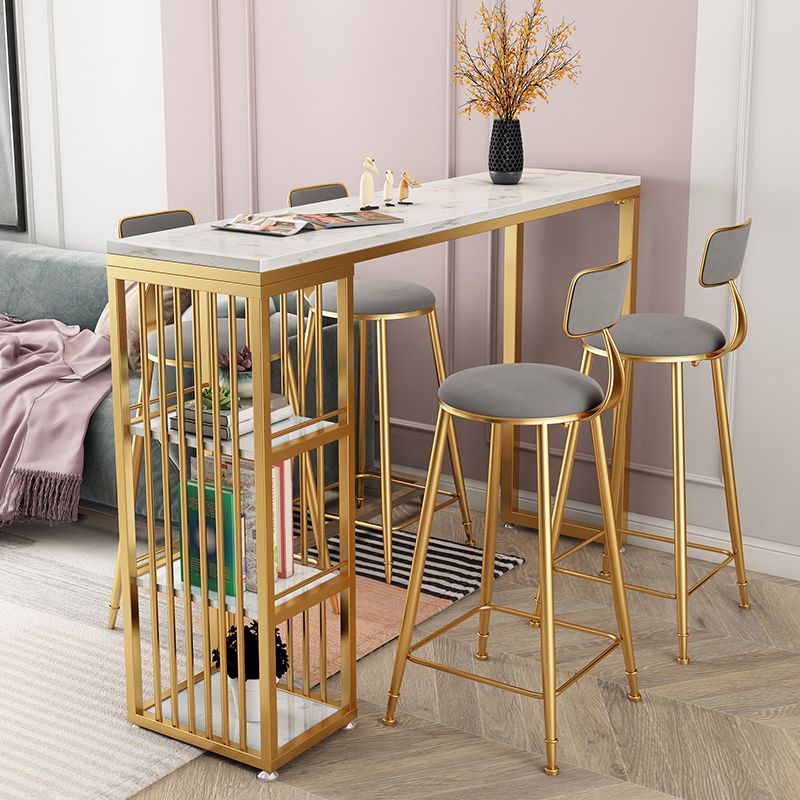 Tavolo da bar in pietra in stile glam a doppio piedistallo tavolo da pranzo per soggiorno