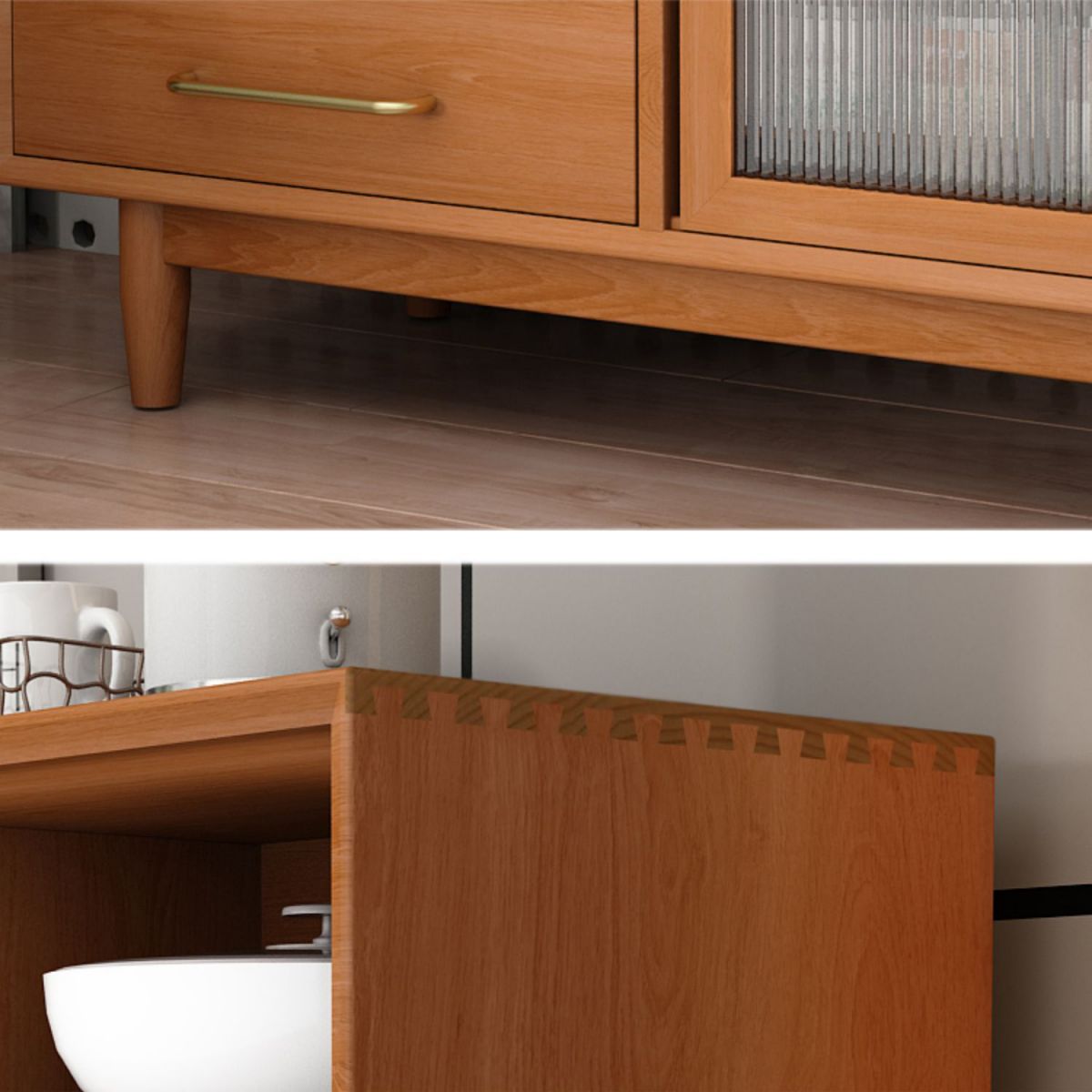 Two Doors Four Drawers Sideboard Brown 32-inch Height Buffet Table for Living Room Clearhalo 'buffet_sideboard' 'Buffets & Sideboards' 'furn' 'furn_buffet_sideboard' 'Furniture' 'Kitchen & Dining Furniture' 1200x1200_a755c233-b538-4df9-a9e7-c0a80e4ce326