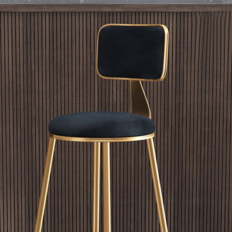 Nordic Armless Backrest Counter Stool Iron Cafe Bar Stool with Pedal and Velvet Cushion Clearhalo 'Bar Furniture' 'Bar Stools' 'bar_stools' 'furn' 'furn_bar_stools' 'Furniture' 'furniture_bar_stools' 'Kitchen & Dining Furniture' 1200x1200_a755ec57-0996-4a87-aa07-e137bb306410