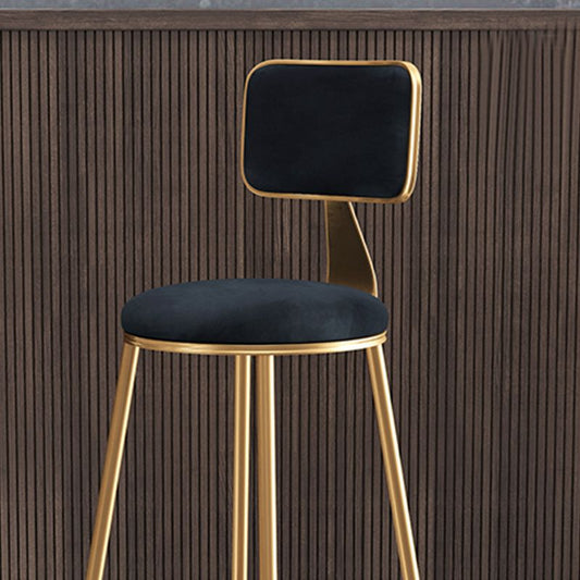 Nordic Armless Backrest Counter Stool Iron Cafe Bar Stool with Pedal and Velvet Cushion Clearhalo 'Bar Furniture' 'Bar Stools' 'bar_stools' 'furn' 'furn_bar_stools' 'Furniture' 'furniture_bar_stools' 'Kitchen & Dining Furniture' 1200x1200_a755ec57-0996-4a87-aa07-e137bb306410