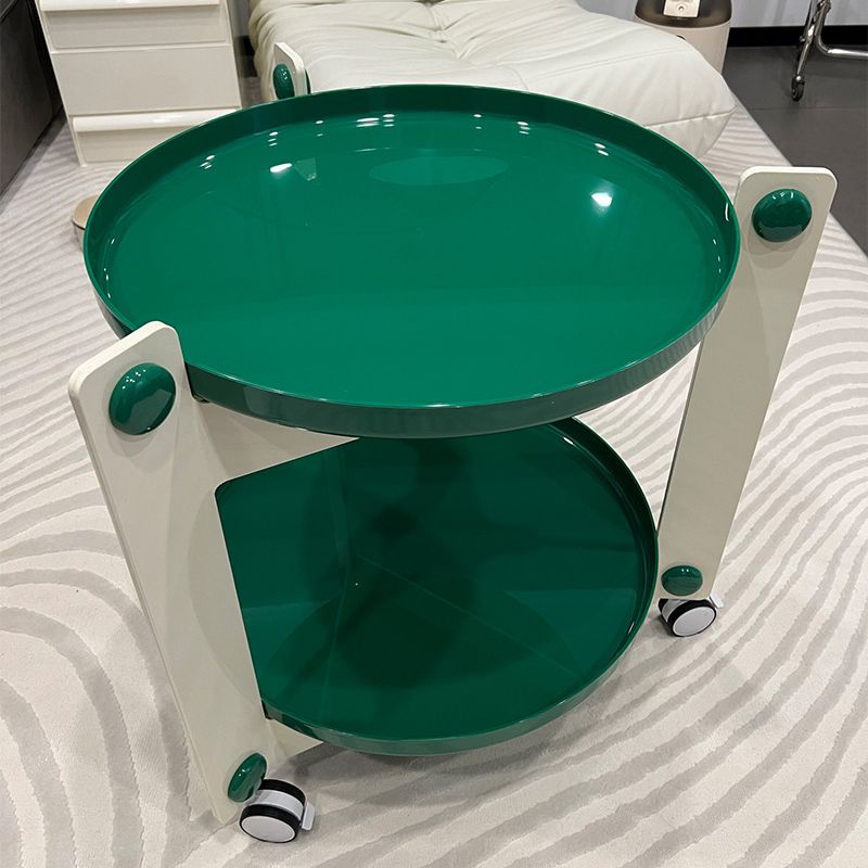 Plastic Round Accent Side 25.59" Wide Table Corner Table with Wheel