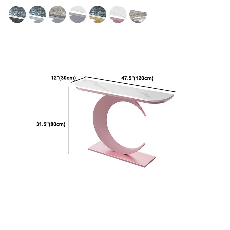Console mezza luna in stile glam con base di piedistallo di ferro per Hall