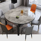 Round Sintered Stone Dining Table Modern Extendable Furniture with 4 Legs for Apartment Clearhalo 'Dining Tables & Seating' 'Dining Tables' 'dining_table' 'furn' 'furn_dining_table' 'Furniture' 'Kitchen & Dining Furniture' 1200x1200_a758afb1-5932-45f7-9042-21a6a04b755a