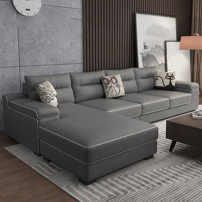 Almacenamiento de cuero por falso secciones con brazo superior de almohada para 4 personas