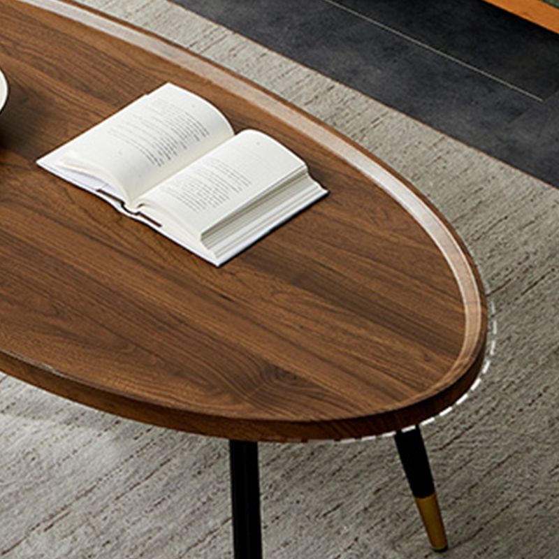 Round/oval Black Metal 3/4 Leg Base Design Wood Table Panel Coffee Table Clearhalo 'Coffee & Accent Tables' 'Coffee Tables' 'coffee_tables' 'furn' 'furn_coffee_tables' 'Furniture' 'Living Room Furniture' 1200x1200_a75a15db-0e31-4df8-804e-7ad40610d381