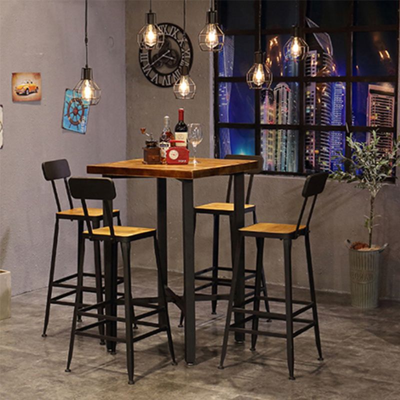 Industrial Style Bar Table Solid Wood Square Bar Dining Table with Footrest Clearhalo 'Bar Furniture' 'Bar Tables' 'bar_tables' 'furn' 'furn_bar_tables' 'Furniture' 'Kitchen & Dining Furniture' 1200x1200_a75ef5c3-75bd-4fb6-8462-a600d61ae3a6