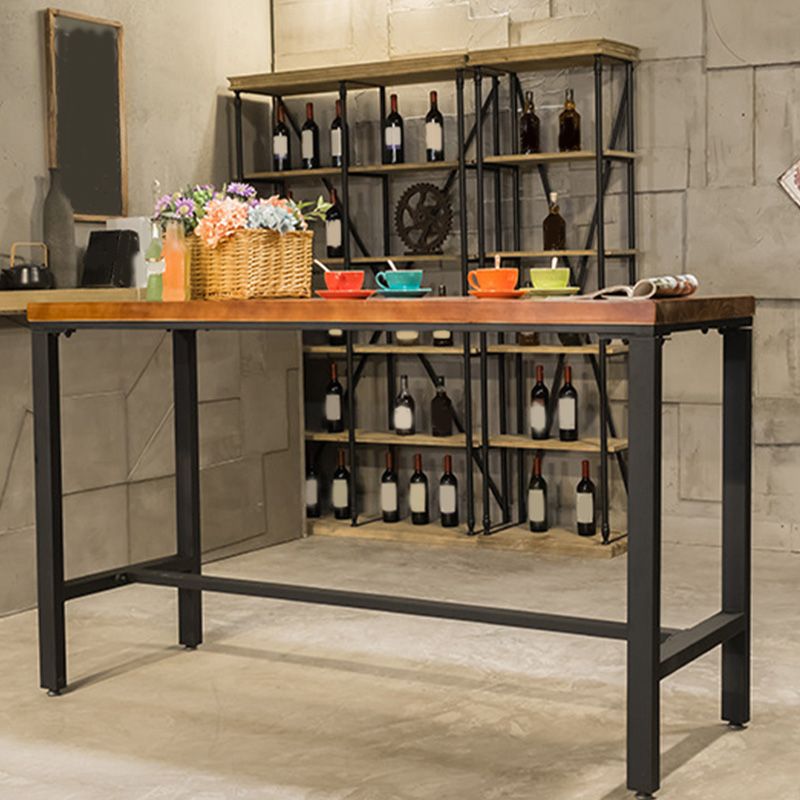 Metal Bar Table Rectangular Wood Top Bistro Pub Table with Trestle Base Clearhalo 'Bar Furniture' 'Bar Tables' 'bar_tables' 'furn' 'furn_bar_tables' 'Furniture' 'Kitchen & Dining Furniture' 1200x1200_a75f8d12-4f5b-4cf2-8812-b52575ed7cfa