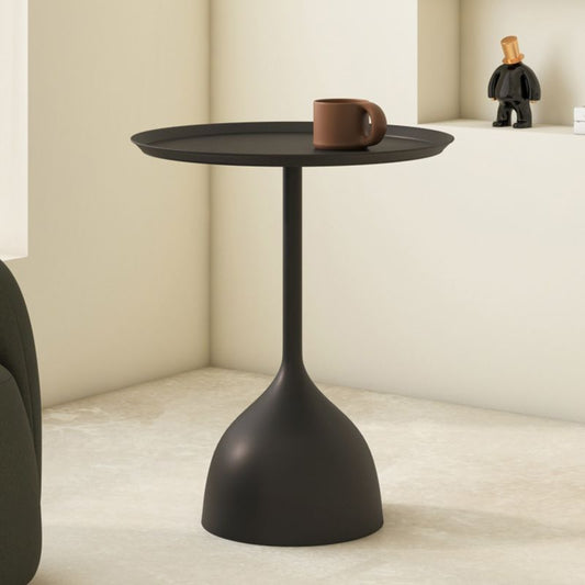 Mid-Century Round Tray Top Side Table 23.62" Tall Metal Pedestal End Table Clearhalo 'Coffee & Accent Tables' 'End & Side Tables' 'end_side_tables' 'furn' 'furn_end_side_tables' 'Furniture' 'Living Room Furniture' 1200x1200_a75ff4bd-e98d-448f-8628-7f39abf0cff2