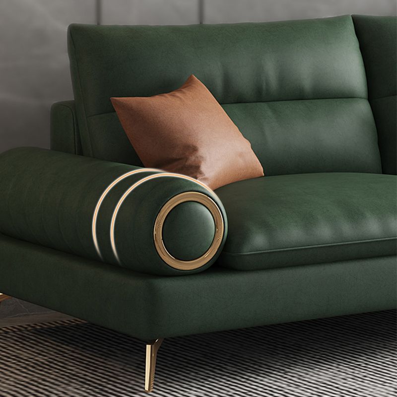 Divano a braccio arrotolato contemporaneo in finta pelle con divano standard con cuscino cucito