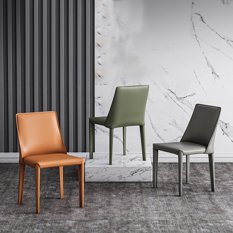 Designer Style Hotel Leather Side Chair Matte Finish Solid Back Dining Chair Clearhalo ' kitchen&dining_furn' 'Dining Chairs' 'Dining Tables & Seating' 'dining_chair' 'furn' 'furn_dining_chair' 'Furniture' 'furniture_dining_chair' 'Kitchen & Dining Furniture' 'kitchen' 1200x1200_a7671778-096d-41f7-993d-4e3e5f018d08