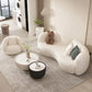 Beige Recessed Arm Curved Sofa for Apartment Contemporary Sofa