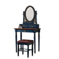 Victorian Wood Vanity Table with Mirror and Stool 15.75" D Vanity Table Set Clearhalo 'Bedroom Furniture' 'furn' 'furn_makeup_vanities' 'Furniture' 'Makeup Vanities' 'makeup_vanities' 1200x1200_a76a628d-9042-4e3a-b024-0b9f94b4690f