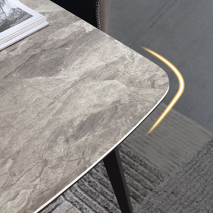 Industrial Rectangle Dining Table Gray Stone Top Dinette Table with Metal Legs Clearhalo 'Dining Tables & Seating' 'Dining Tables' 'dining_table' 'furn' 'furn_dining_table' 'Furniture' 'Kitchen & Dining Furniture' 1200x1200_a76b0d49-96b9-427a-9671-8cd83556c714