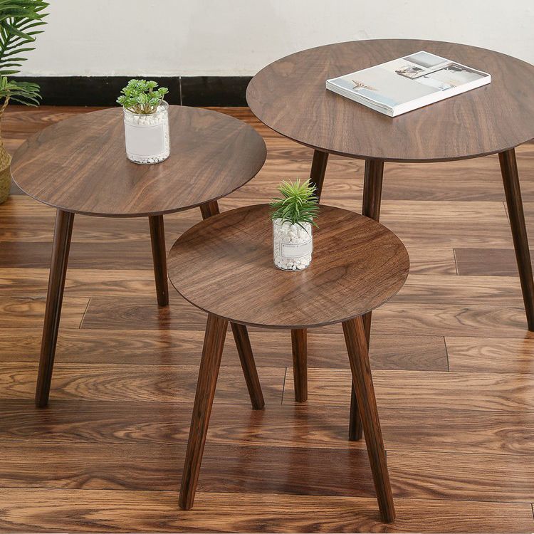 Scandinavian Style Sofa Side Accent Table Wooden Round Side End Table