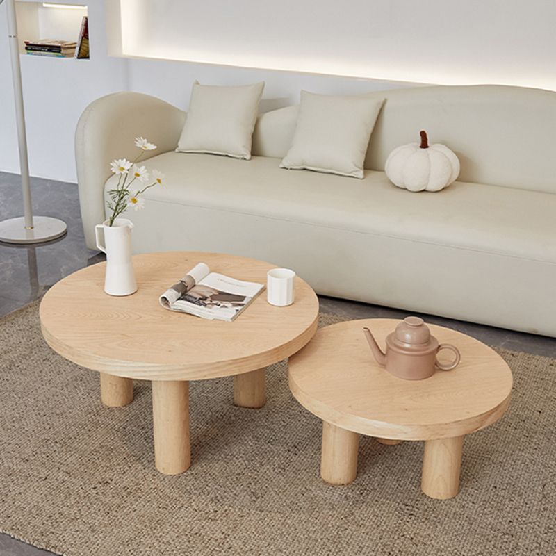Scandinavian 3 Legs Coffee Table Round Wooden Coffee Table Set for Home Clearhalo 'Coffee & Accent Tables' 'Coffee Tables' 'coffee_tables' 'furn' 'furn_coffee_tables' 'Furniture' 'Living Room Furniture' 1200x1200_a76c71a7-dc40-48df-a966-85e658b2ce38