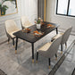 Rectangle Dining Table White and Black Stone Modern Dining Table