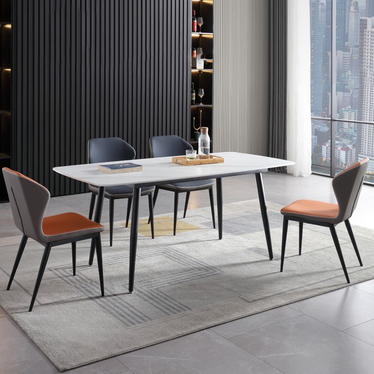 Contemporary Table Set with Sintered Stone Table and Upholstered Chairs Clearhalo 'Dining Room Sets' 'Dining Tables & Seating' 'dining_room_set' 'furn' 'furn_dining_room_set' 'Furniture' 'furniture_dining_room_set' 'Kitchen & Dining Furniture' 'kitchen&dining_furn' 'kitchen' 1200x1200_a76d8579-c888-4073-a07e-a7333e16b4e2