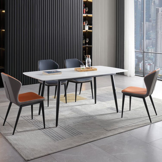 Contemporary Table Set with Sintered Stone Table and Upholstered Chairs Clearhalo 'Dining Room Sets' 'Dining Tables & Seating' 'dining_room_set' 'furn' 'furn_dining_room_set' 'Furniture' 'furniture_dining_room_set' 'Kitchen & Dining Furniture' 'kitchen&dining_furn' 'kitchen' 1200x1200_a76d8579-c888-4073-a07e-a7333e16b4e2