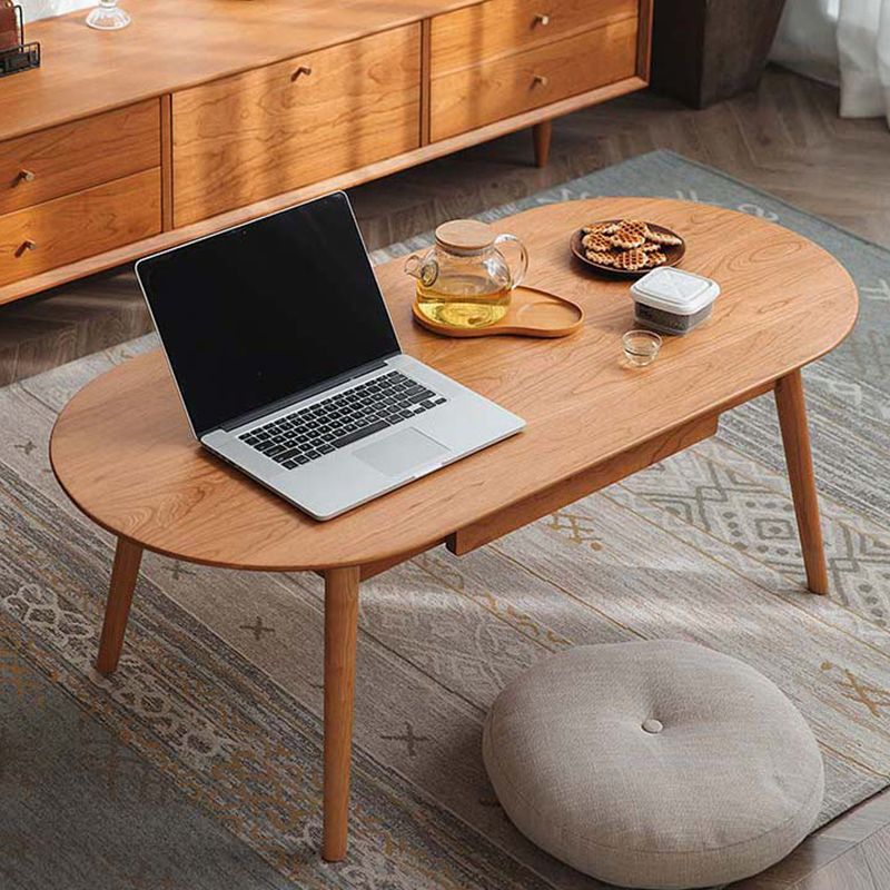 Contemporary Wooden Coffee Table Elliptical 4 Legs Cocktail Table Clearhalo 'Coffee & Accent Tables' 'Coffee Tables' 'coffee_tables' 'furn' 'furn_coffee_tables' 'Furniture' 'Living Room Furniture' 1200x1200_a76e3a98-5592-4710-8757-e4f70f54eab9