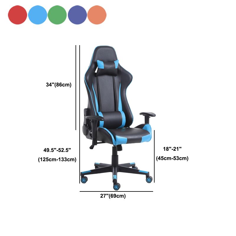 Eigentijdse fauteuil met hoofdsteun, gestoffeerde draaibare kunstleren stoel