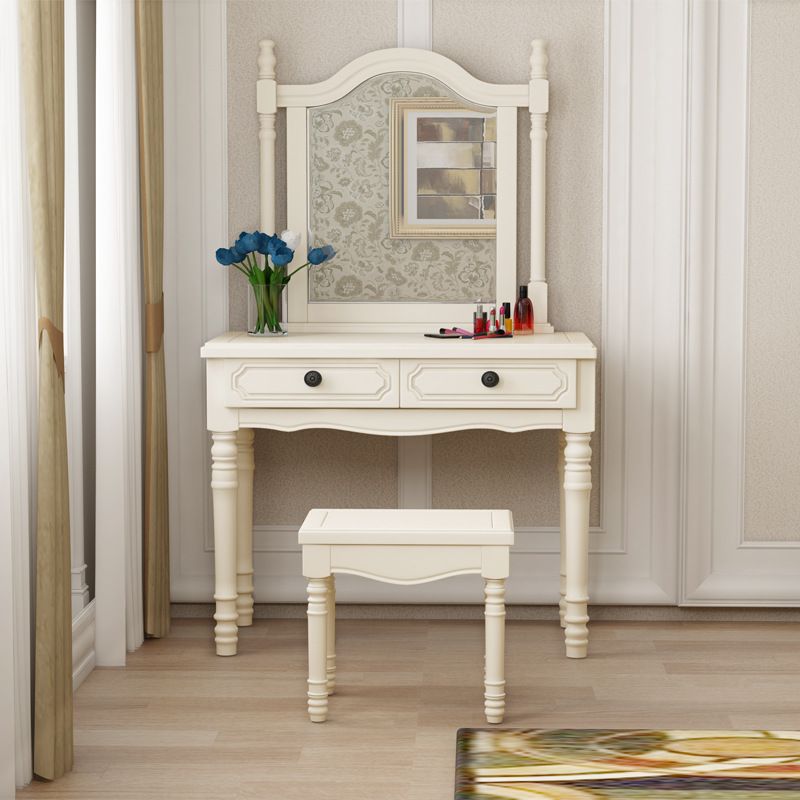 Three Piece Traditional Mirrored Vanity Set Solid Wood Dresser Clearhalo 'Bedroom Furniture' 'furn' 'furn_makeup_vanities' 'Furniture' 'Makeup Vanities' 'makeup_vanities' 1200x1200_a76f0ab2-5206-41b5-9879-56f0a246c2aa
