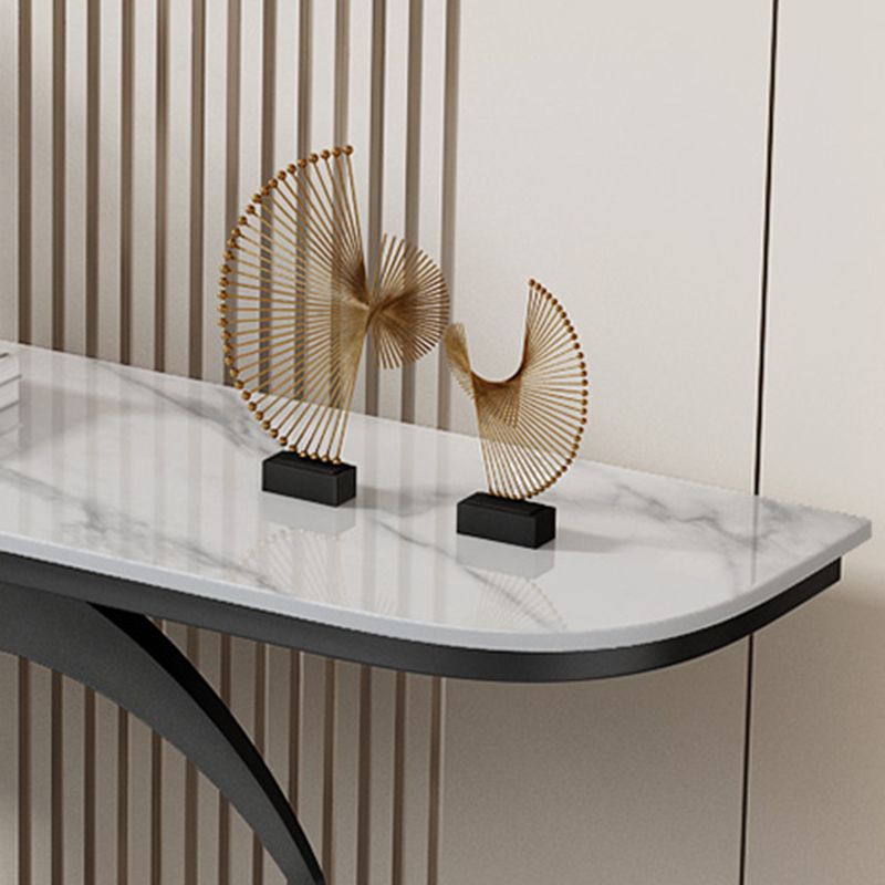 Abstract Metal Leg Half Moon Stain Resistant Console Table for Hall