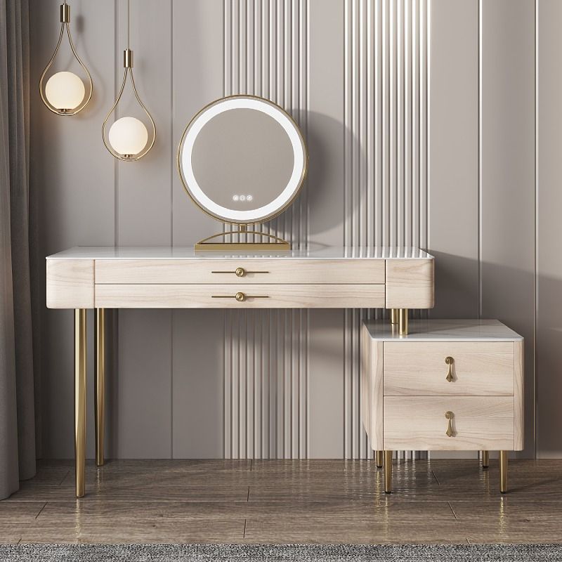 Schiefer -Top -Make -up -Waschtisch mit Schublade, Glamholz -Schminktisch