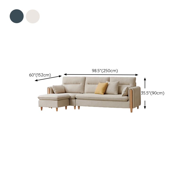 Sofa de tissu contemporain du bras carré en bois massif pour salon