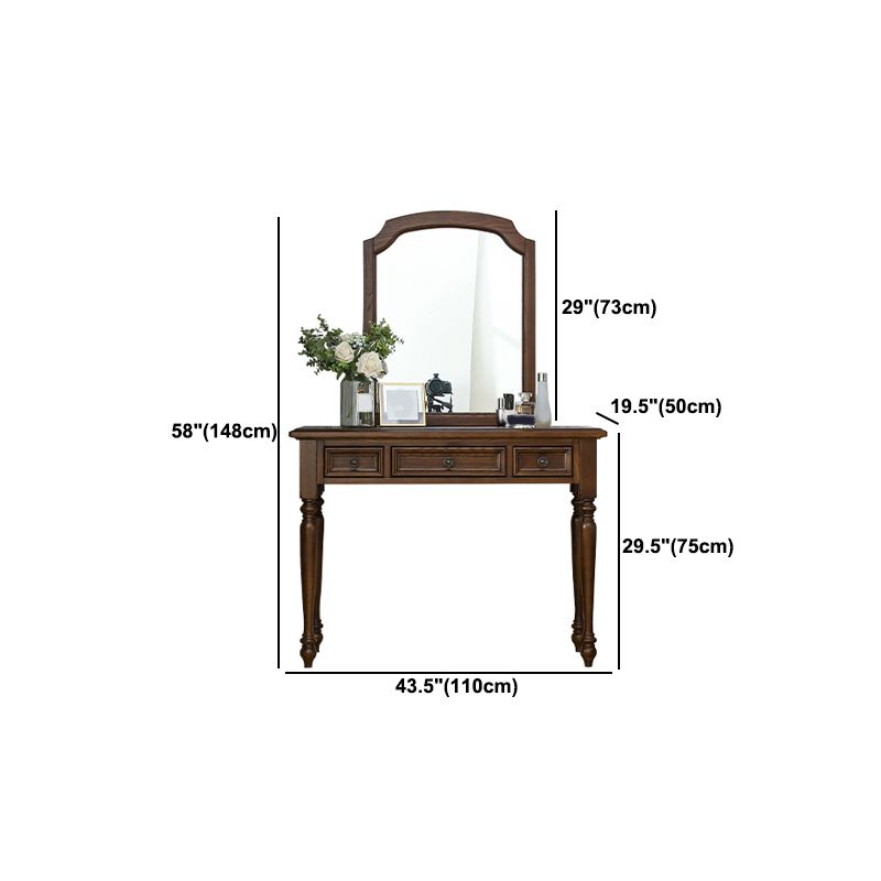 鏡付きのブラウンアッシュバニティセット58.26 "引き出し付きの高虚栄心