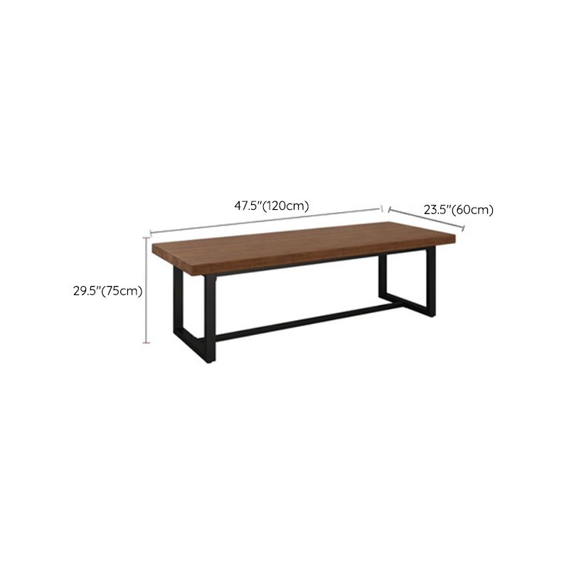 Mesa de comedor rectangular con base negra, mesa de madera industrial para cocina