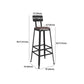 Industrial Indoor Bar & Counter Stool Square Footrest Backrest Black Metal Counter Stool