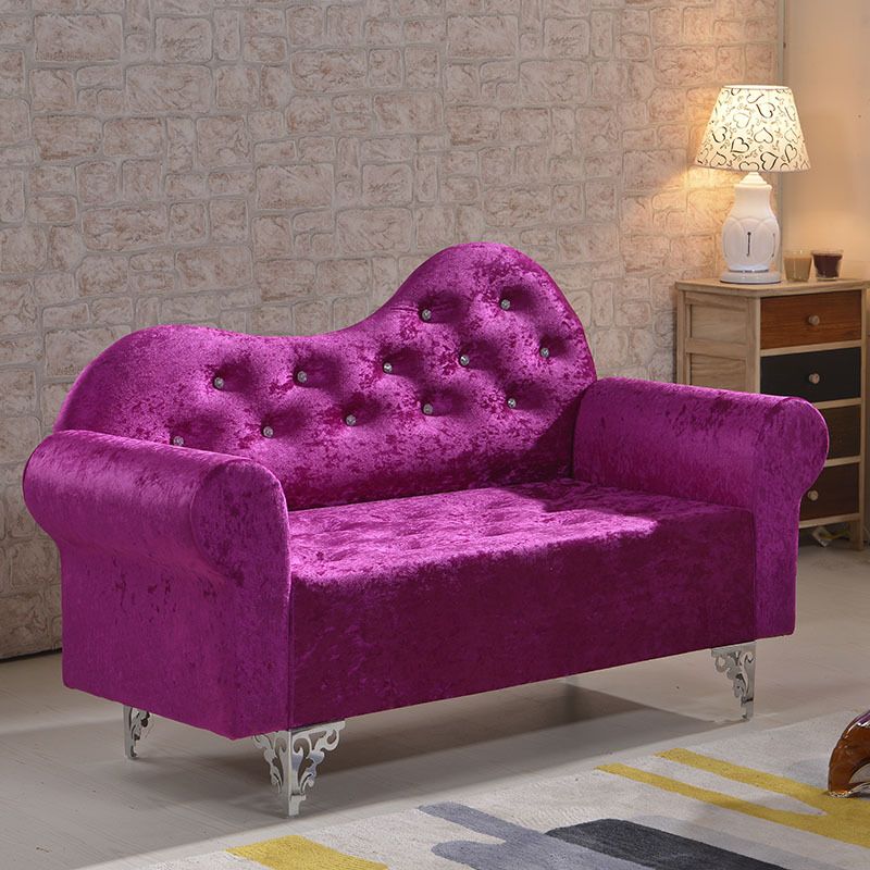 Tufted Split-Back Sofa Velvet Flared Arm Curved Sofa 33.46 inch High
