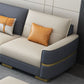Faux Leather Square Arm Sofa Glam Grey and Beige Sofa Chaise