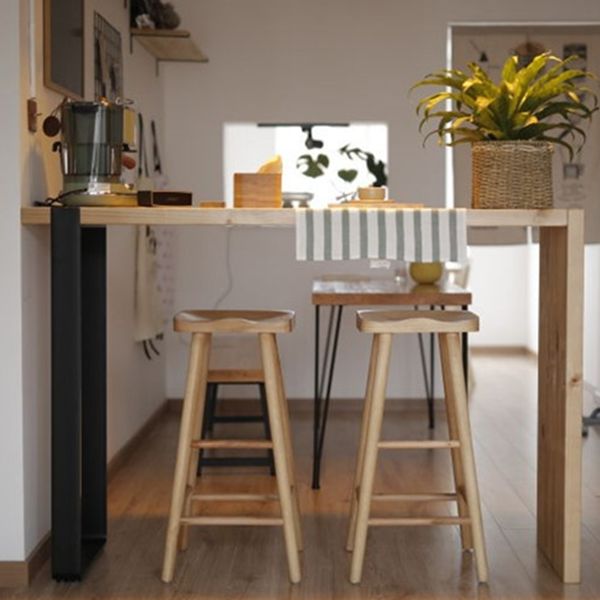 Mesa de barra de madera maciza rectángulo de lujo Juego de mesa 1/2/3 piezas de mostrador con heces