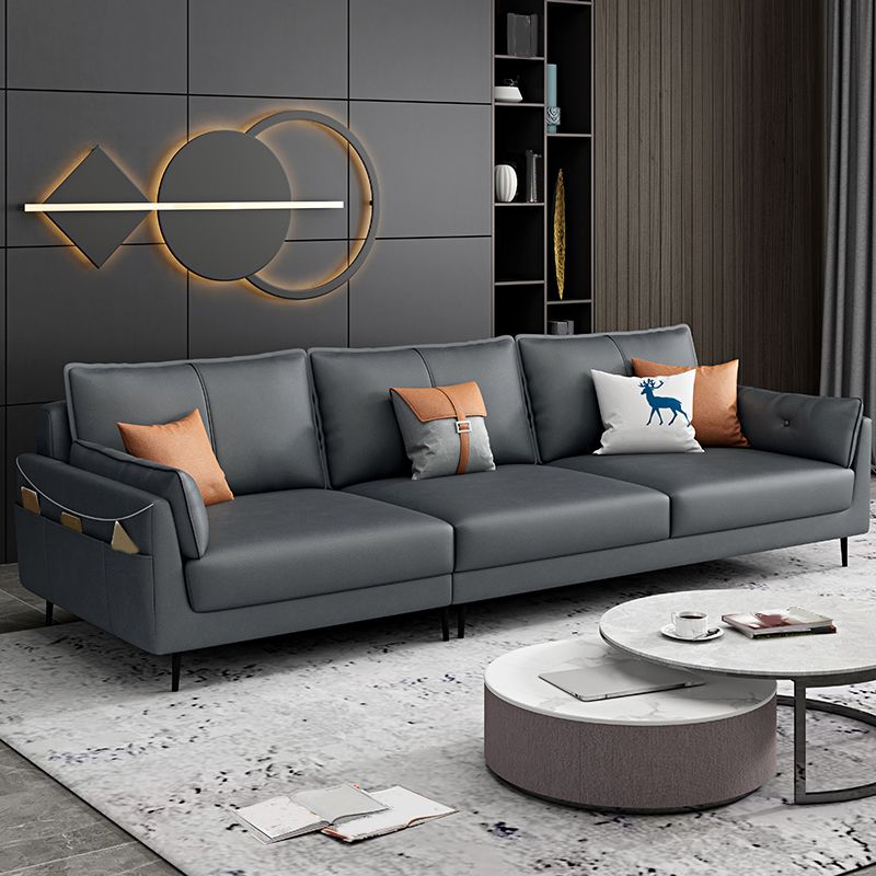 Stain-Resistant Faux Leather Sofa 3-seater Pillow Top Arm Seating with Storage Clearhalo 'furn' 'furn_sofas' 'Furniture' 'furniture_sofas' 'Living Room Furniture' 'Sofa' 'sofas' 1200x1200_a778714c-e2c6-4a8a-854a-77c0a78f25a1