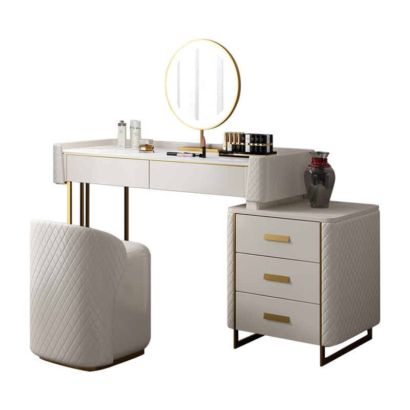 5 lade ijdelheid bureau wit 30.7 "h faux lederen make -up ijdelheid