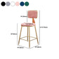 Fabric Round Seat Bar Stools Scandinavian Low Back Barstool with 4 Gold Iron Legs