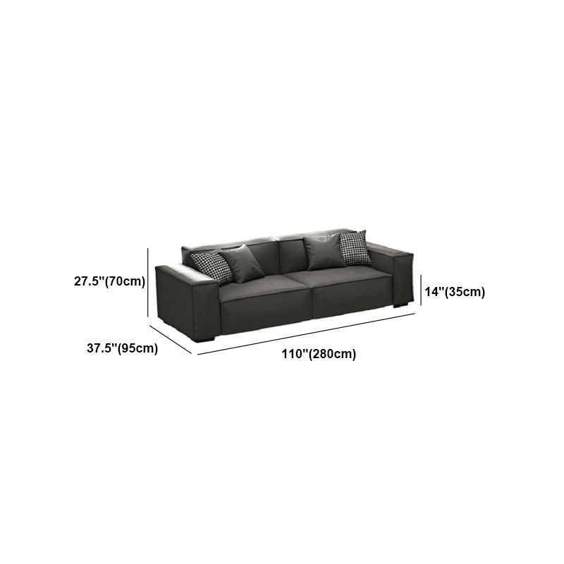 Sofá de sofá de brazo cuadrado de cuero sintético de forma gris