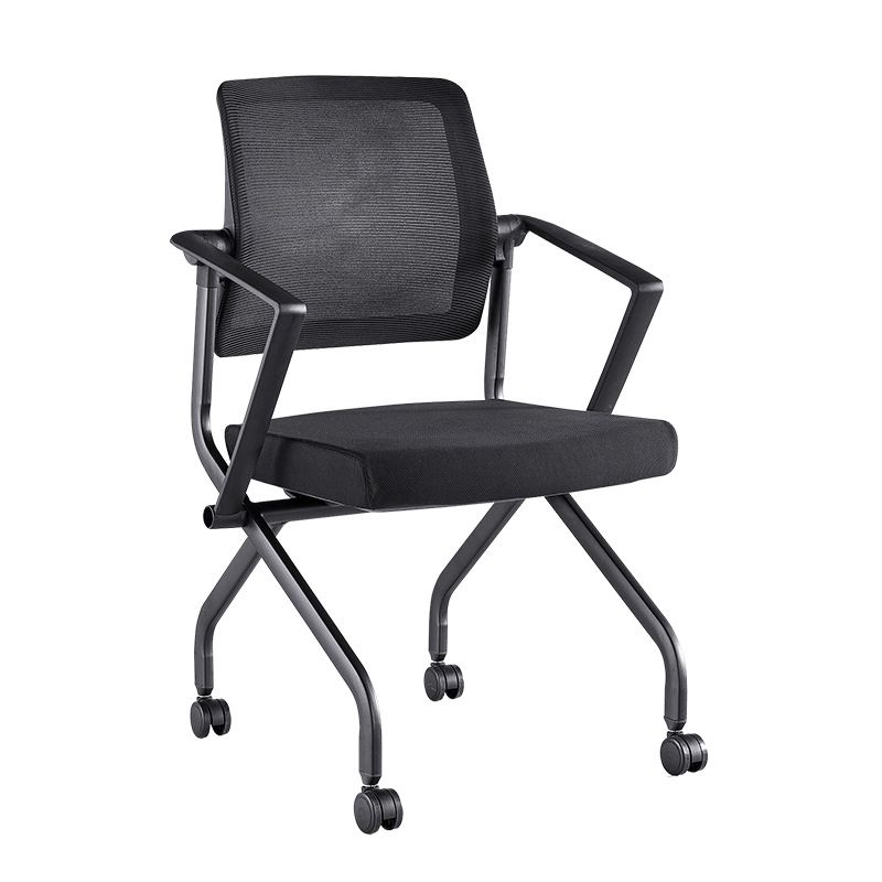 Contemporary Arm Chair Fixed Arms Black with Wheels Office Chair Clearhalo 'furn' 'furn_office_chair' 'Furniture' 'Office Chairs' 'Office Furniture' 'office_chair' 1200x1200_a77cf698-0be1-483d-ad26-e31509c4dc89
