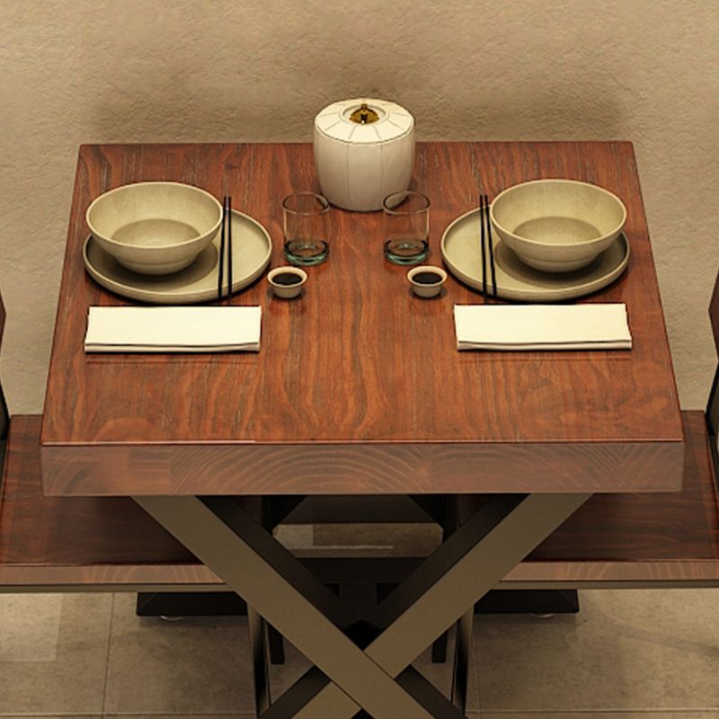 Industrial Solid Wood Dinner Room Kitchen Table Brown Square Trestle Table for Dining Room Clearhalo ' dining_table' 'Dining Tables & Seating' 'Dining Tables' 'furn' 'furn_dining_table' 'Furniture' 'furniture_dining_table' 'Kitchen & Dining Furniture' 'kitchen&dining_furn' 'kitchen' 'kitchen_dining_table' 1200x1200_a77ff666-39ac-4a24-b454-631212b620b4