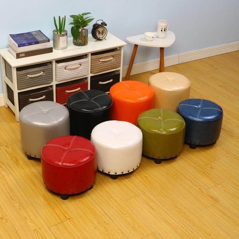 Cylinder Pouf Pure Color Tufted Nailhead Trim Faux Leather Standard Ottoman Clearhalo 'furn' 'furn_ottomans_poufs' 'Furniture' 'Living Room Furniture' 'Ottomans & Poufs' 'ottomans_poufs' 1200x1200_a7809863-90e4-442f-b7bc-79b4f00b9bab